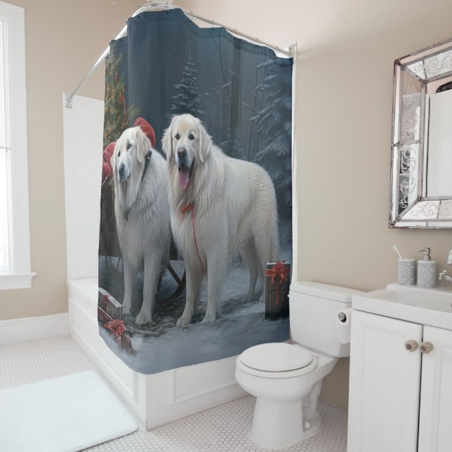 Great Pyrenees Snowy Sleigh Christmas Decor (In Situ)