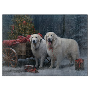 Great Pyrenees Snowy Sleigh Christmas Decor Cutting Board