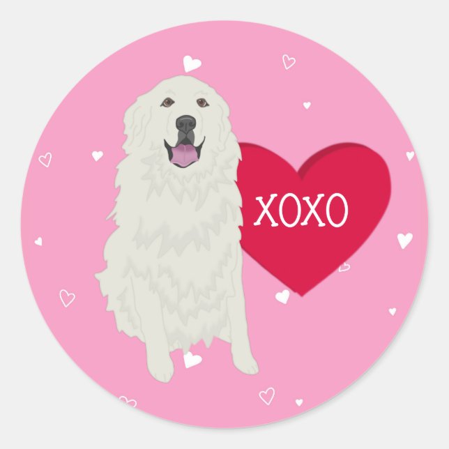Great Pyrenees Valentines Day  Classic Round Sticker (Front)