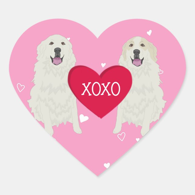 Great Pyrenees Valentines Day Heart Sticker (Front)
