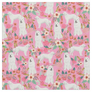 Great Pyrenees vintage florals pink Fabric