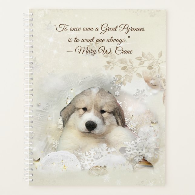 Great Pyrenees Watercolor Puppy Planner (Front)