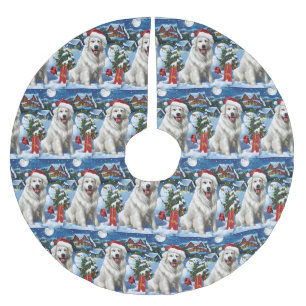Great Pyrenees Winter Wonderland Christmas Joy Brushed Polyester Tree Skirt