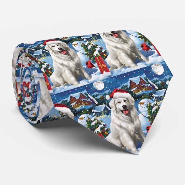 Great Pyrenees Winter Wonderland Christmas Joy Tie (Rolled)