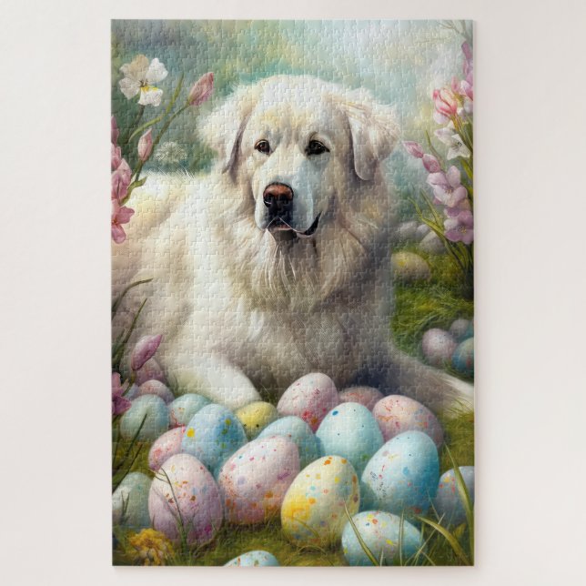 Great Pyrenees with Easter Eggs  Jigsaw Puzzle (Vertical)