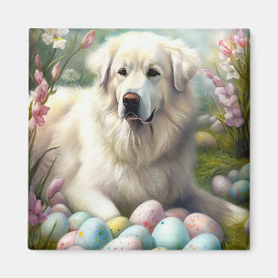 Great Pyrenees with Easter Eggs Magnet