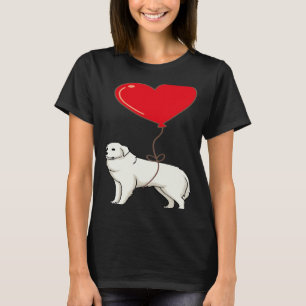 Great Pyrenees With Heart Balloon Valentines Day L T-Shirt
