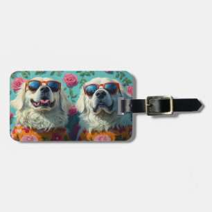 Great Pyrenees  With Heart Roses Valentine's Day Luggage Tag