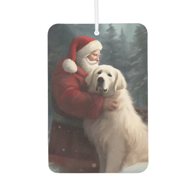 Great Pyrenees With Santa Claus Festive Christmas Air Freshener (Front)