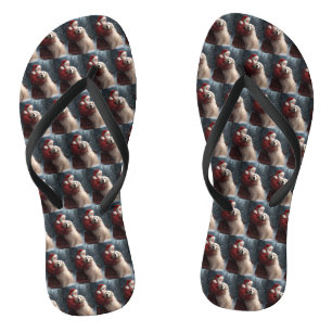 Great Pyrenees With Santa Claus Festive Christmas Flip Flops