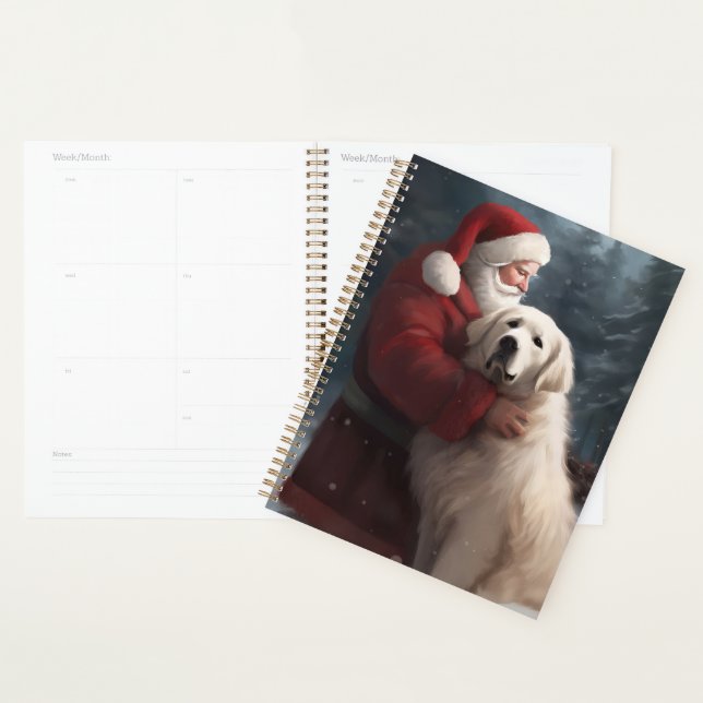 Great Pyrenees With Santa Claus Festive Christmas Planner (Display)