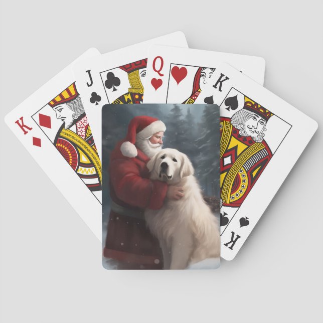 Great Pyrenees With Santa Claus Festive Christmas Playing Cards (Back)