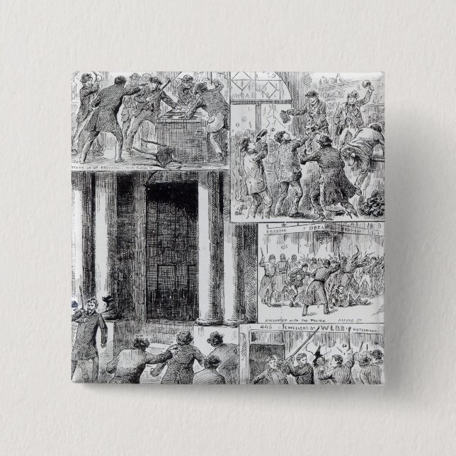 Great Riots in London 2 Inch Square Button (Front)
