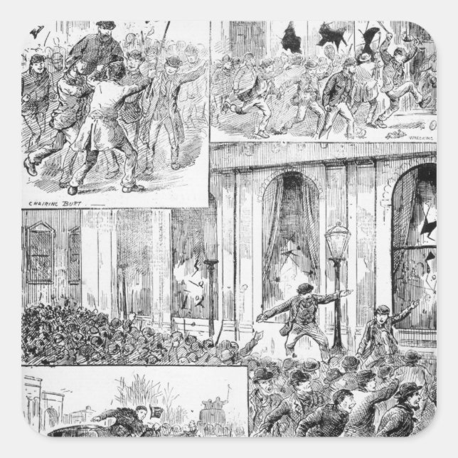 Great Riots in London Square Sticker (Front)