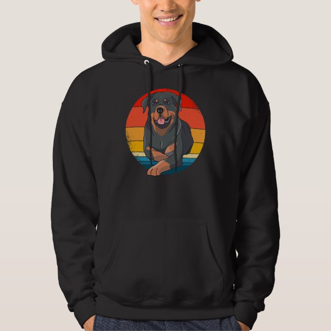 Great Rottweiler Retro Dogs Dog Owners Hoodie (Front)