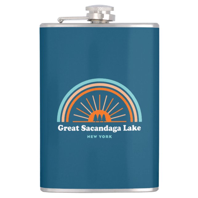 Great Sacandaga Lake New York Rainbow Hip Flask (Front)