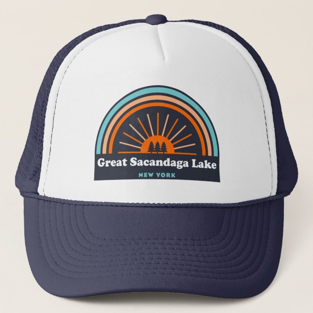 Great Sacandaga Lake New York Rainbow Trucker Hat (Front)