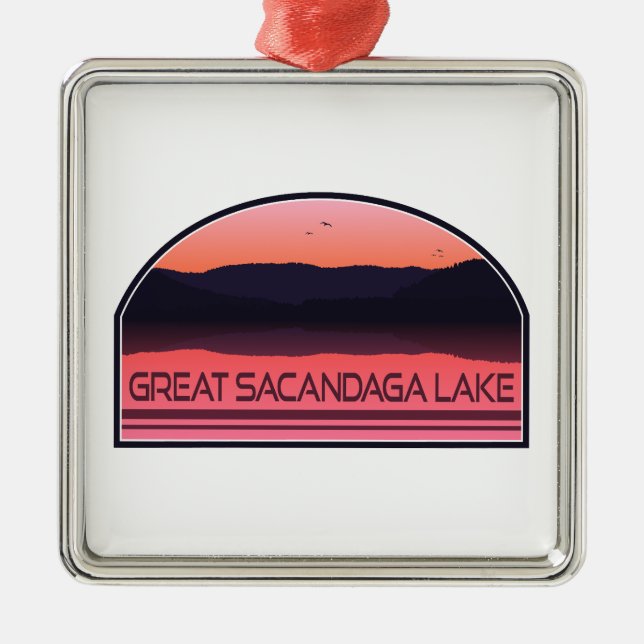 Great Sacandaga Lake New York Red Sunrise Metal Ornament (Front)