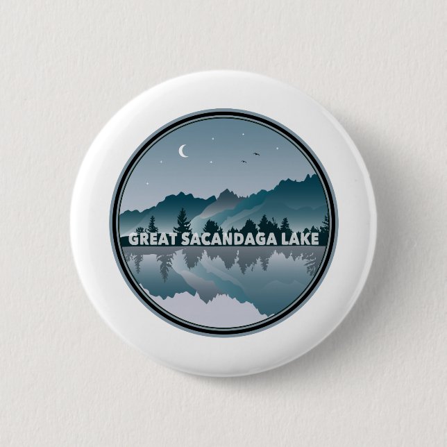 Great Sacandaga Lake New York Reflection 2 Inch Round Button (Front)