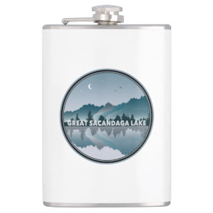 Great Sacandaga Lake New York Reflection Hip Flask