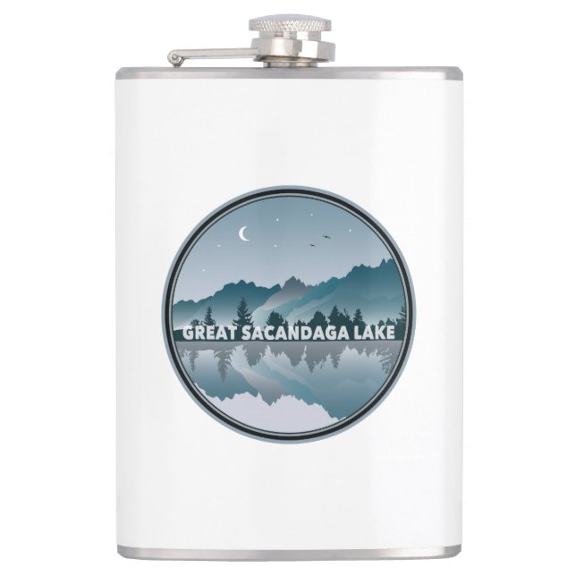 Great Sacandaga Lake New York Reflection Hip Flask (Front)