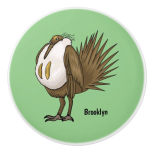 Great sage grouse bird cartoon illustration ceramic knob