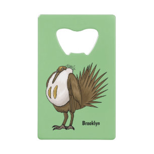 Great sage grouse bird cartoon illustration credit card bottle opener