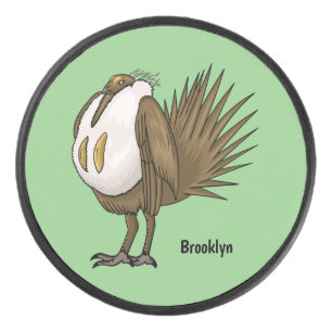 Great sage grouse bird cartoon illustration  hockey puck