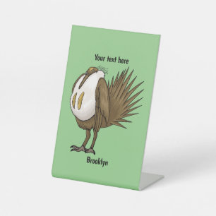 Great sage grouse bird cartoon illustration  pedestal sign