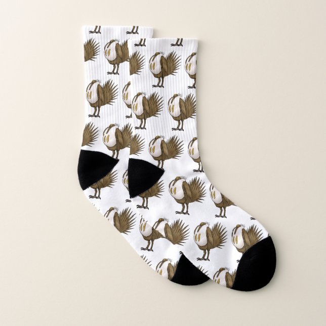 Great sage grouse bird cartoon illustration socks (Pair)