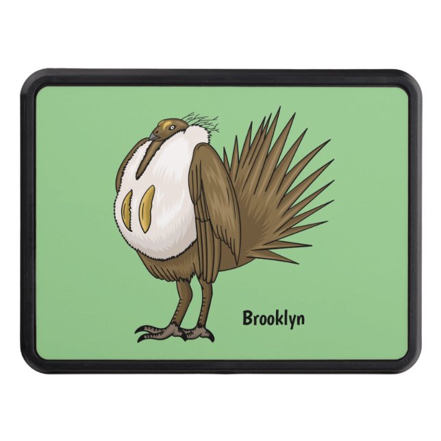 Great sage grouse bird cartoon illustration  trailer hitch cover (Front)