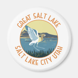 Great Salt Lake American Avocet Retro Distressed Magnet