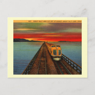 Great Salt Lake Train, Utah Vintage Postcard