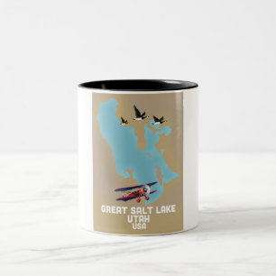 Great Salt Lake, Utah Travel poster Two-Tone Coffee Mug