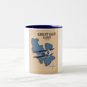 Great Salt Lake Utah vintage style map Two-Tone Coffee Mug