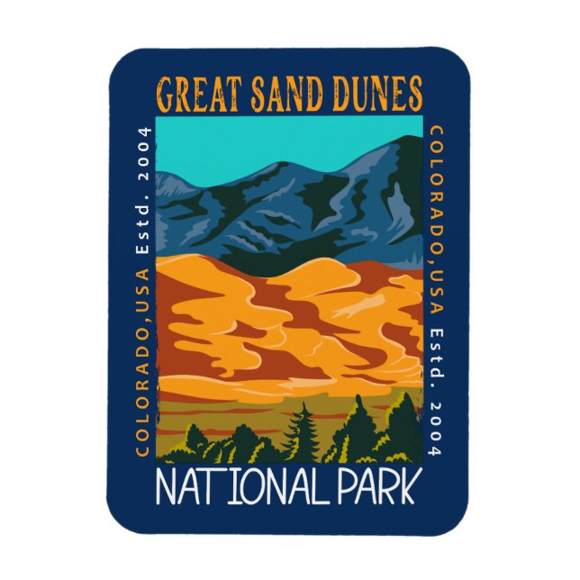 Great Sand Dunes National Park Colorado Distressed Magnet (Vertical)