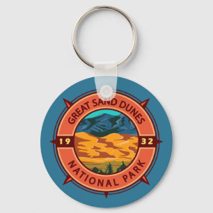 Great Sand Dunes National Park Retro Compass Keychain
