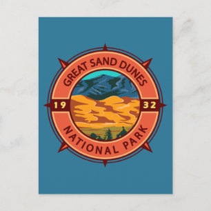 Great Sand Dunes National Park Retro Compass Postcard