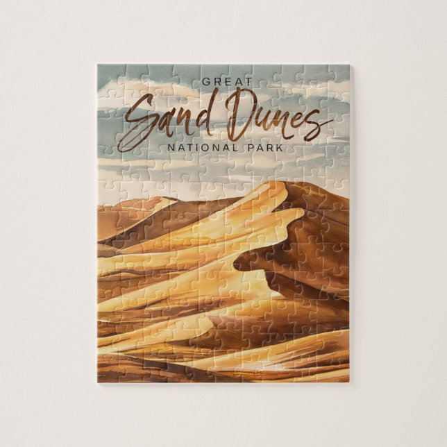 Great Sand Dunes National Park Watercolor Art Jigsaw Puzzle (Vertical)
