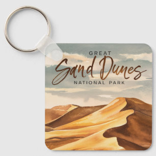 Great Sand Dunes National Park Watercolor Art Keychain