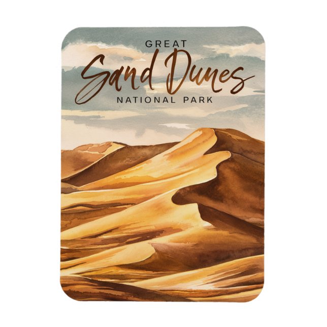 Great Sand Dunes National Park Watercolor Art Magnet (Vertical)