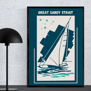 Great Sandy Strait in Queensland - Vintage Sailing Poster
