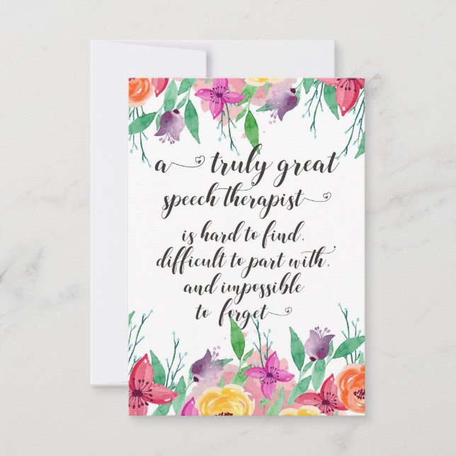 Great school speech therapist thank you gift SLP Card (Front)