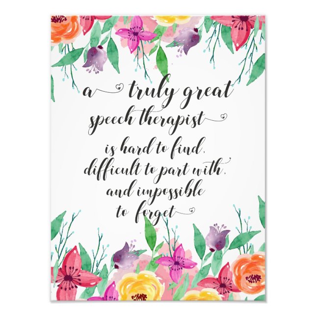 Great school speech therapist thank you gift SLP Photo Print (Front)