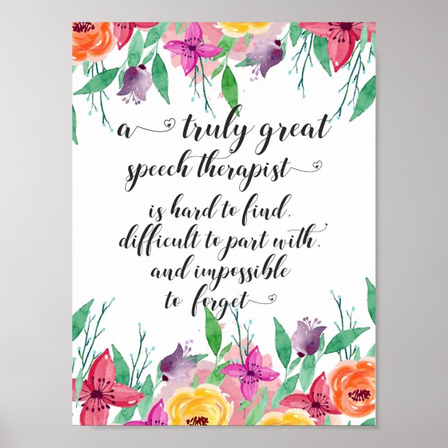 Great school speech therapist thank you gift SLP Poster (Front)