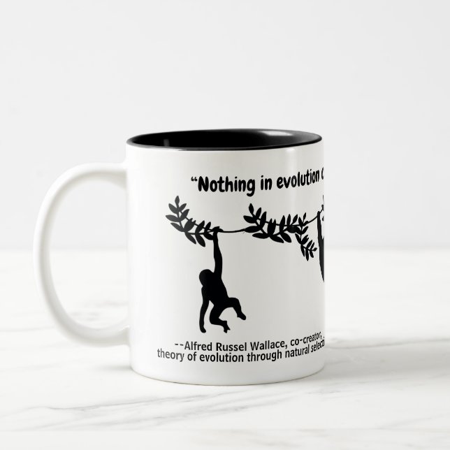 Great Scientist Quotation with Monkeys Two-Tone Coffee Mug (Left)