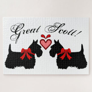 "Great Scott !", Scottish Terrier dog/red heart Jigsaw Puzzle