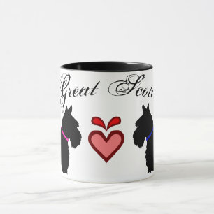 "Great Scott !" Scottish Terrier, pink/blue/heart Mug