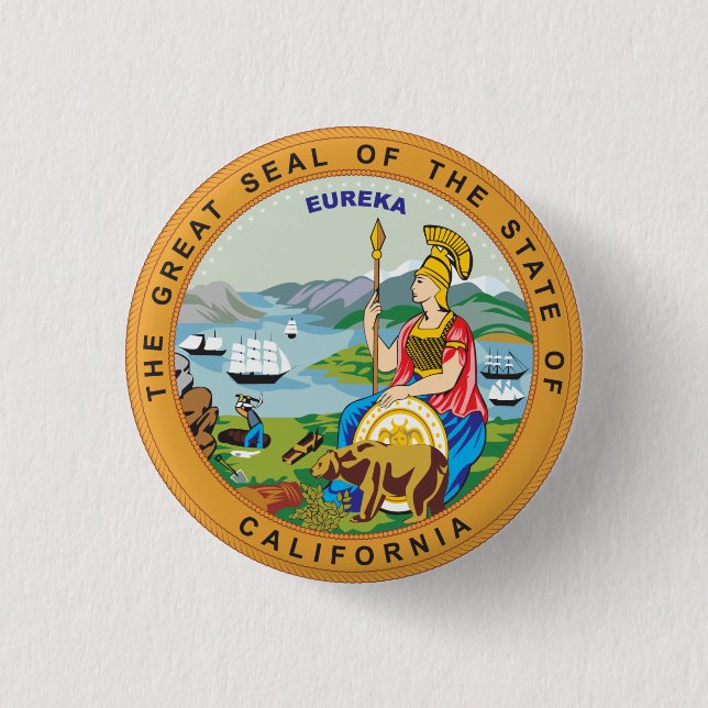 Great seal of the state of California 1 Inch Round Button (Front)