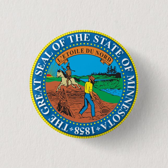 Great seal of the state of Minnesota 1 Inch Round Button (Front)